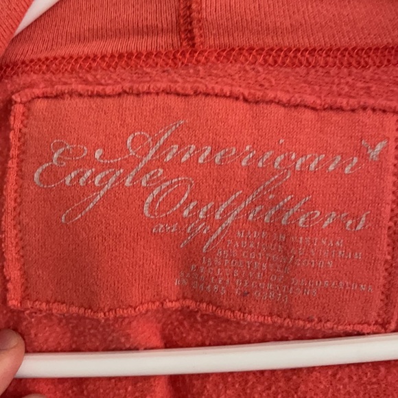 American Eagle XS coral/floral hooded zip up sweatshirt with front pockets - Picture 2 of 2